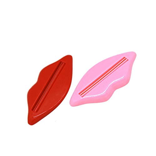 dianpo Random Color Lip Shape Toothpaste Tube Face Wash Cleaning Foam Cream Roller Squeezer Dispenser ABS Clip
