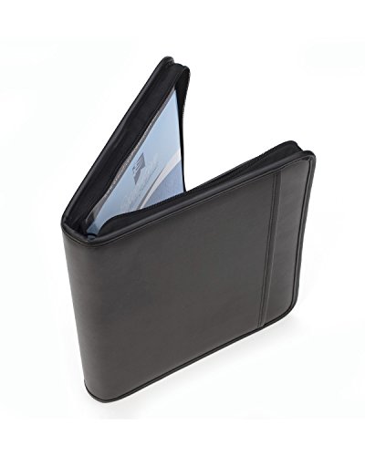 Professional Business Padfolio Portfolio Briefcase Style Organizer Folder Notepad and 4 Ring Binder - Black Synthetic Leather - Thumbnail 7