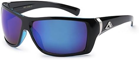 Square Men's Sport Sunglasses with Blue Color Mirror Lens