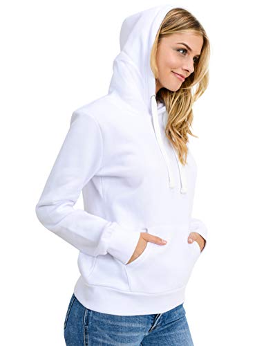 esstive Women's Basic Fleece Pullover Hooded Sweatshirt, White, X-Small