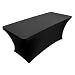 Houseables Black Table Cloths, Fitted Tablecloth Cover, 6 ft, Black, Rectangular Skirts, Polyester/Spandex, Elastic, Stretchable Linen, Stain & Wrinkle Proof, for Folding Tables, Wedding, DJ, Events