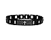 Fashion Ahead Mens English Bible Lords Prayer Bracelet Black Stainless Steel Relogious Cross Wrist Link Bracelet,8.66 inches