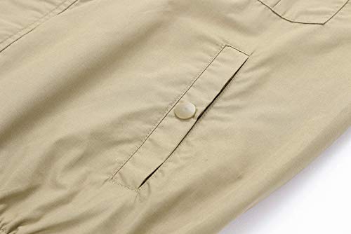 DEWBU Workwear Equipped Cooling Jacket Fan with Battery Pack for Summer Outdoors Air-Conditioned Clothes (Only Khaki Without Fan,Small) - Thumbnail 4