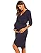 Ekouaer Maternity Nursing Robe,Delivery Nightgowns Hospital Breastfeeding Gown (Navy, Large)