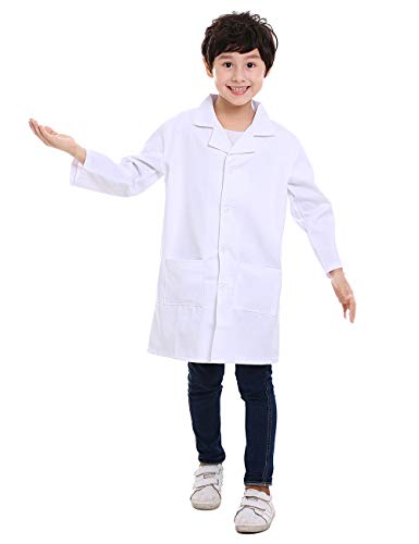 TOPTIE Kids Scrubs White Lab Coats for Scientists or Doctors-White-8