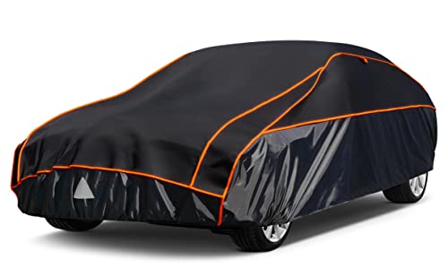 kayme Car Cover Waterproof Anti UV Dustproof Anti Wind Hail Cover Suitable for 3 Volumes Car (430 to 450 cm) 3M - Black