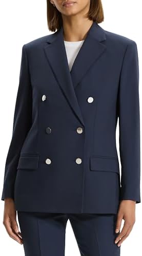 Theory Women's 2 Button Tailor Jacket Sleek Flannel, New Charcoal