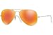 Ray-Ban AVIATOR LARGE METAL - MATTE GOLD Frame CRYSTAL BROWN MIRROR ORANGE Lenses 58mm Non-Polarized