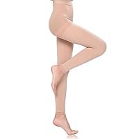 Song Qing Women Compression Pants Stockings 30-40 mmHg Socks for Pregnancy Sports Travel Varicose Veins Pantyhose (Beige,Footless)