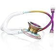 MDF Instruments, White-Kaleidoscope MD One Epoch Lightweight Titanium Stethoscope, Adult, Free-Parts-for-Life, White Tube, Kaleidoscope Chestpiece-Headset, MDF777TKL29