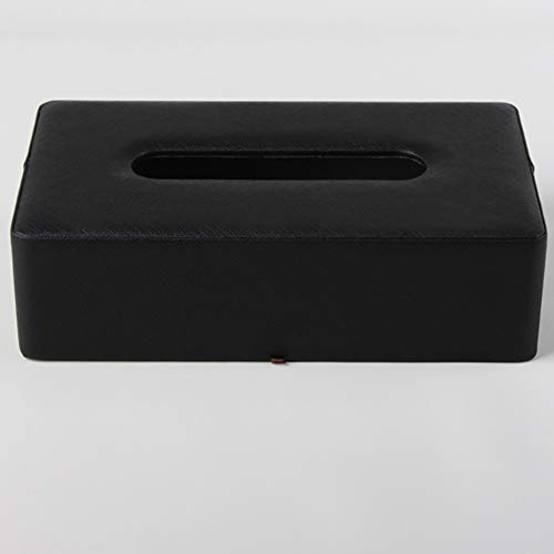 Storage Box Paper Box, Black Cross Grain Leather Rectangular Office Living Room Tray Storage Containers