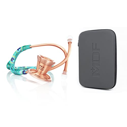 MDF Instruments, ProCardial Cardiology Stethoscope, Lightweight Titanium, MDF797TPKRG + MDF Stethoscope Hard Travel Carrying Case with Mesh Pocket, Medium Size (MDFSCM12)