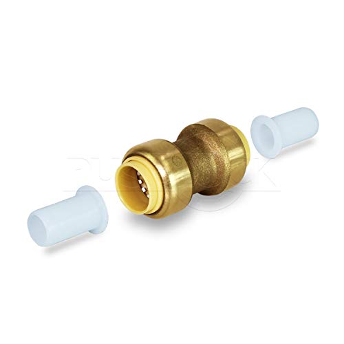 Pushlock UPSC1-5 Straight Coupling Pipe Fittings Push to Connect Pex Copper, CPVC, 1 Inch, Brass Pack of 5