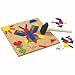 HABA Geo Shape Tack Zap Play Set - Make Geometric Designs with Corkboard, Hammer, Templates and 50 Wooden Tiles (Made in Germany)