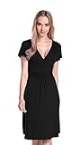 Glamour Empire Women's Knee Length Short Sleeve Jersey Skater Summer Dress 108 (Black, 14)