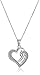 Amazon Collection Sterling Silver Glitter Double Heart Pendant Necklace, 18
