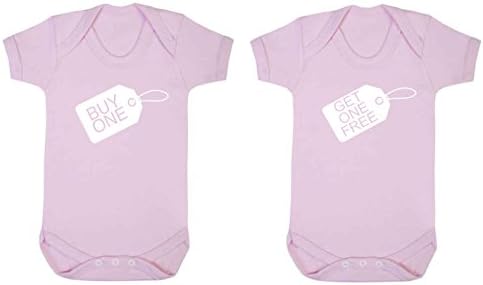 TWINS Buy one get one free baby vest babygrow 2 pack set (0-3 months, PASTEL PINK)