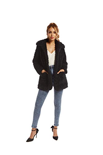 Elegant Faux Fur Coat Women 2019 Autumn Winter Warm Open Front Jacket Cardigan Overcoat Casual Outerwear M