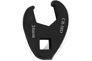 FLZOSPER 1/2” Drive Metric 24mm Fractional Crowfoot Flare Nut Wrench, Fully Polished Ratcheting Crowfoot Wrench，Open End Crows Foot Wrench，Black