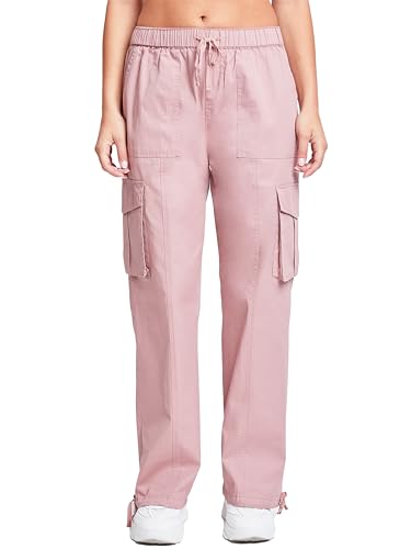 YMI Jeans Women's Mid Rise Pull On Cargo Pants, Mauve, XL