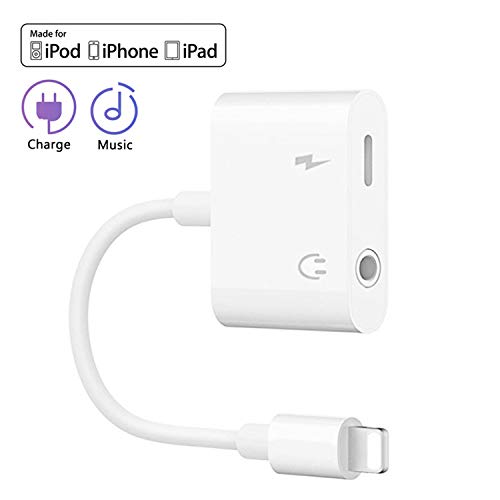 Dongle Adapter, FLYHANA 2 in 1 Audio Charger Adapter Headphone to 3.5mm Audio Charge Adapter for iPhone Adapter Compatible with iPhone 7/7 Plus/8/8 Plus/X