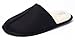 KushyShoo Mens Slippers, Scuff Fluff House Shoes, Slip-On Indoor Outdoor Slipper, Black, Size 11-12 Wide