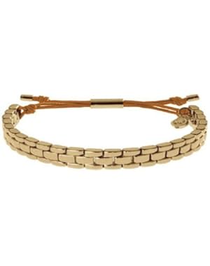 MKJ2017 Women's Gold Tone Stainless Steel Link & Silk Rope Bracelet Jewelry
