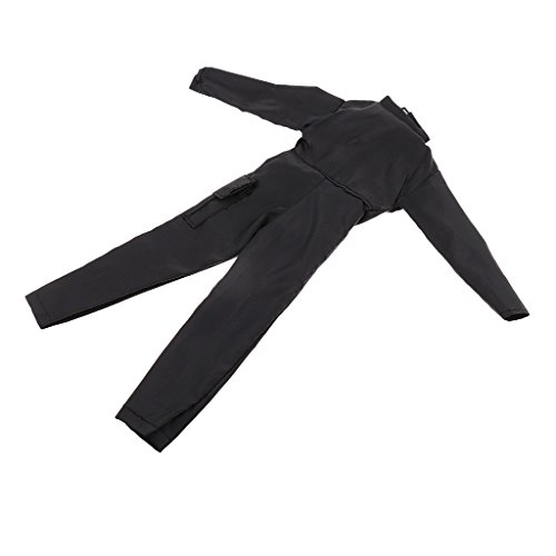 SunniMix 1/6 Scale Black Suit Clothes Jumpsuits Soldier Coveralls Male Clothing for 12'' Phicen Action Figure Toys Doll Accessories