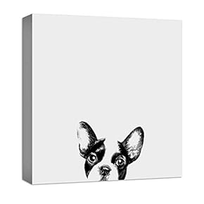 Curious Pets Dog Black and White Painting Artwork...