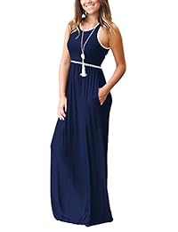 Weaczzy - Vestido largo sin mangas para mujer con bolsillos