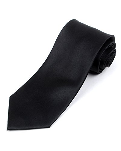 Umo Lorenzo - Mens Polyester Solid Black Satin Neck Ties (48 Pack)