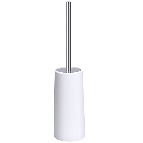 E-Gtong Toilet Brush and Holder, Modern Design Longer Brush with Sturdy Holder, Stainless Steel Handle and Lid, Two Replaced Brushes for Bathroom Toilet