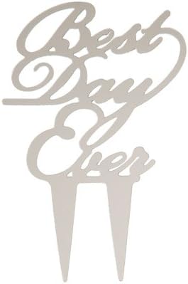 Silver Wedding/Anniversary Cake Topper: Best Day Ever Cute Cake Topper
