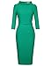 MUXXN Womens Vintage 1960s Round Collar Formal Work Midi Dress (Grass Green L)