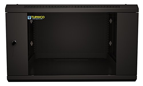 Server Rack Cabinet - 6U 19" - Tupavco TP1516 - Floor/Wall Mount Network IT Computer Electronics Media Equipment Storage Rackmount Enclosure with Glass Door and Sides Lock, Vent Fans; 17.7 inch deep