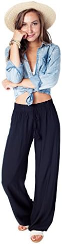 BeBop Women's Solid Black Large Rayon Challis Palazzo Pant