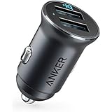 Anker Car Charger, Mini 24W 4.8A Metal Dual USB Car Charger, PowerDrive 2 Alloy Flush Fit Car Adapter with Blue LED, for iPhone XR/Xs/Max/X/8/7/Plus, iPad Pro/Air 2/Mini, Galaxy, LG, HTC and More