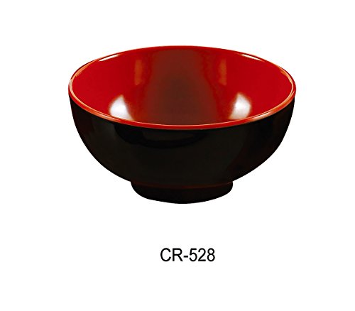 Yanco CR-528 Black and Red Two-Tone Soup Bowl, 22 oz Capacity, 3.25