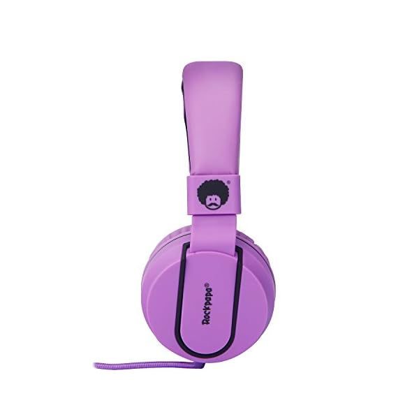 Rockpapa-952-Stereo-Foldable-Headphones-On-Ear-Adjustable-Headband-with-Microphone-for-Kids-Childrens-Adults-Tablet-Computer-Mobile-CDDVD-MP34-Black-Purple Rockpapa Kids Headphones, 952 Childrens Headphones, Wired Headphones with Microphone, Foldable, Stereo Sound, 3.5mm Jack…