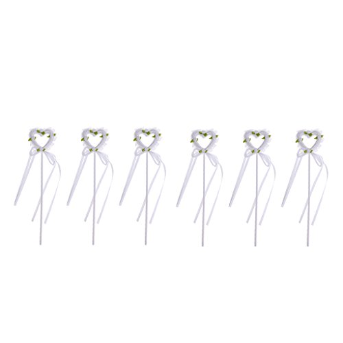 Dovewill 6 Pieces Heart Shape Princess Fairy Wand for Halloween Cosplay Kids Dress Up