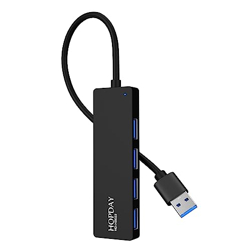 HOPDAY Hub USB 3.0, Hub USB ultrasottile a 4 porte, Hub USB 3.0 ad alta velocità per Macbook, Mac Pro/Mini, Mac, Surface Pro, XPS, unità flash USB, PC notebook, laptop, dischi rigidi esterni