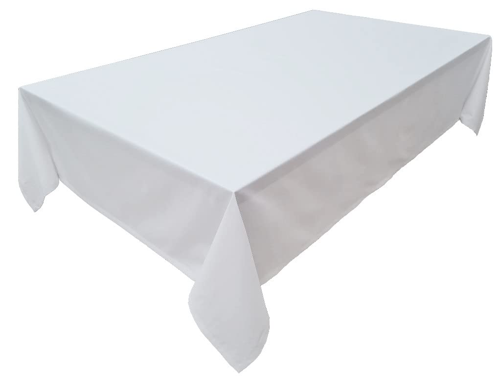 Lemos Home Tablecloth, Table Linen Made from 100% Cotton, Concept Collection, Choice of Colours and Sizes (Tablecloth - 150 x 260 cm, White)