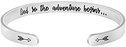 Inspirational Bracelet Gift for Women Man Stainless Steel Engraved Personalized Mantra Cuff Bangle