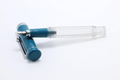 Mini Teal Cap/Clear Barrel Eye Dropper Fill Fountain Pen with free 1 oz glass bottle/eye dropper cap