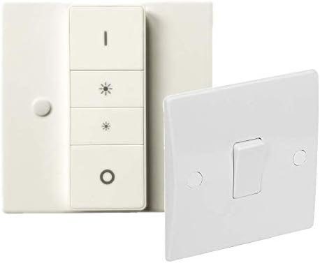 Combo - Lucasa Switch Cover Plate Compatible with Philips Hue Dimmer, Injection Moulded (Single White + Switch)