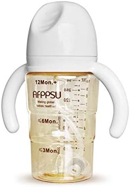 Nrrlove Baby Feeding Bottle Slow Flow Teat Large Capacity Bottle With Handle Straw Set 300Ml Anti-Flatulence Milk Bottle Real Breast Milk Feeling,White