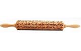 Wooden Laser Engraved Rolling Pin with Cats Pattern for Embossed Cookies