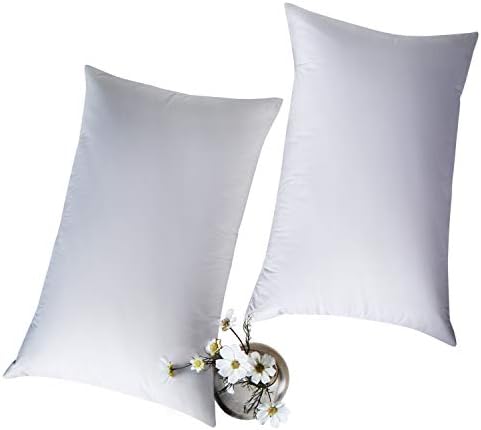 Globon White Goose Feather Bed Pillows King Size 20“x 36”, 300 TC,100% Cotton Shell,Three Chambers,Hypoallergenic, Medium Firm and Soft Support, Set of 2, White