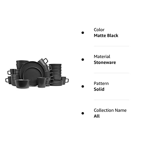 Stone Lain Coupe Dinnerware Set, Service For 8, Black Matte Pricepulse