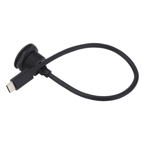 Cable adaptador de montaje empotrado USB 3.0 a USB C, cable corto, cable adaptador extensión para montaje en panel 5 Gbps, adaptador de montaje empotrado tipo C 3.0 macho a hembra, 20 V, 3 A
